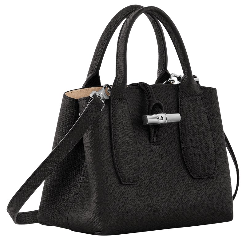 Longchamp Le Roseau S Handbag - Leather Handbags Black | QR71-M2WR