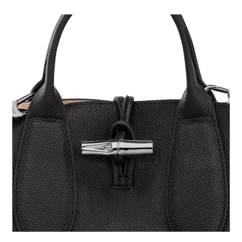 Longchamp Le Roseau S Handbag - Leather Handbags Black | QR71-M2WR