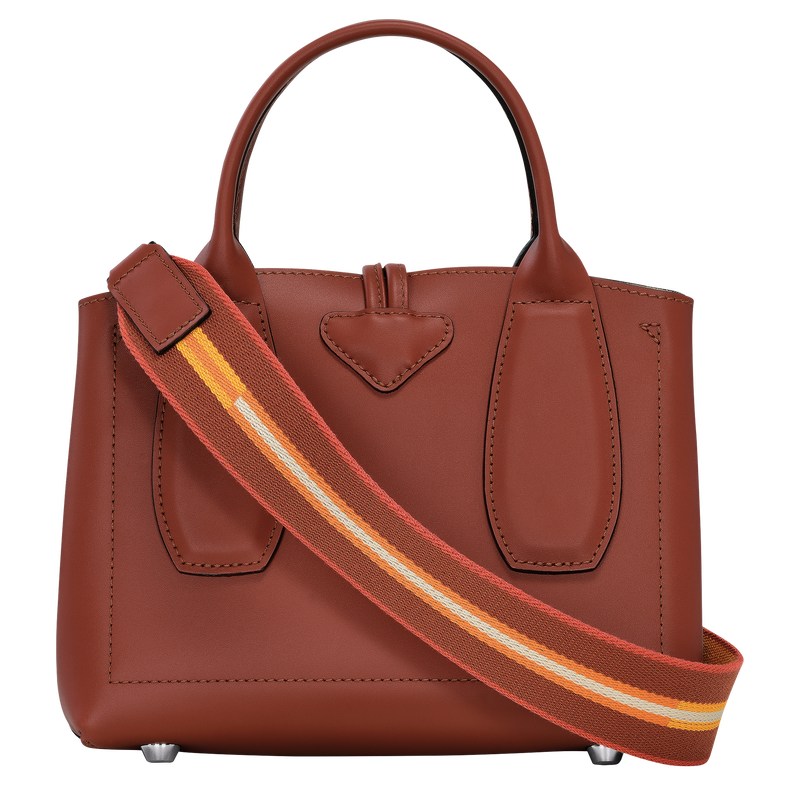 Longchamp Le Roseau S Handbag - Leather Handbags Mahogany | EZ94-T5FE