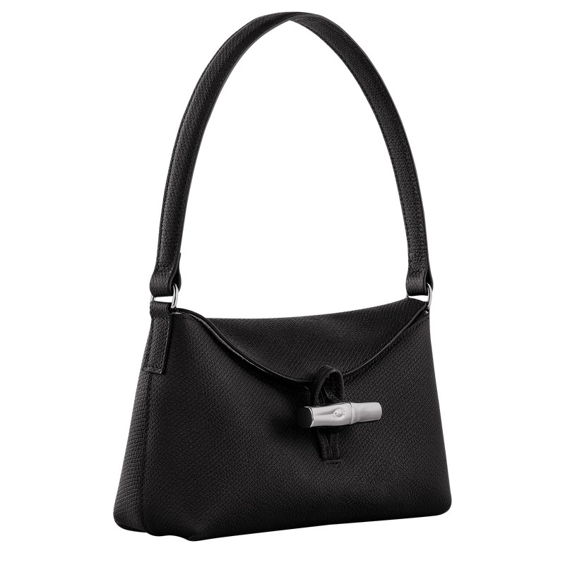 Longchamp Le Roseau S Hobo bag - Leather Shoulder bags Black | QT93-P9IV