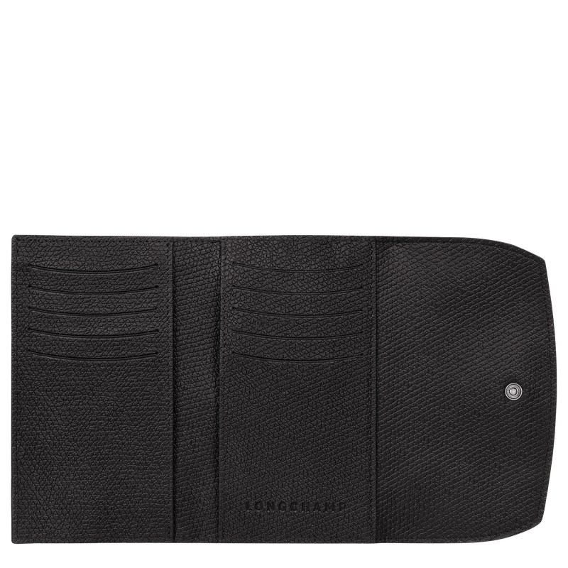 Longchamp Le Roseau Wallet - Leather Wallets Black | TK78-O3DI