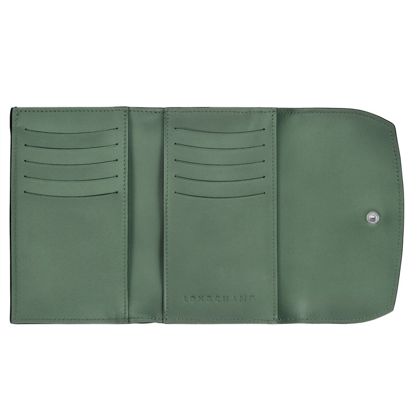 Longchamp Le Roseau Wallet - Leather Wallets Sage | HC27-U5VQ