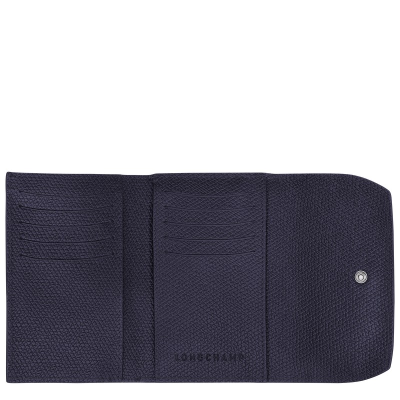 Longchamp Le Roseau Wallet - Leather Wallets Bilberry | HR71-Q9JC