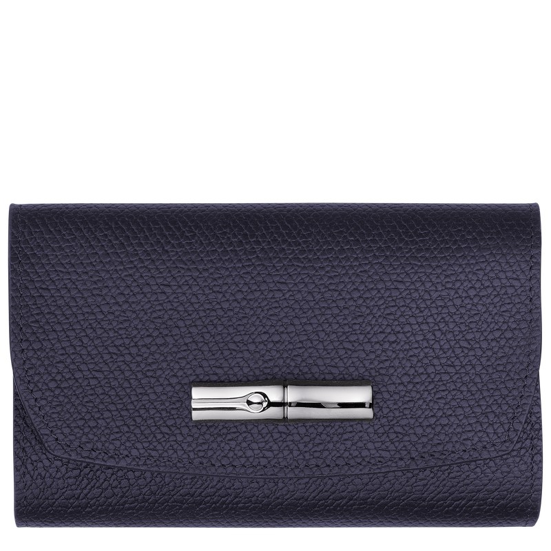 Longchamp Le Roseau Wallet - Leather Wallets Bilberry | HR71-Q9JC