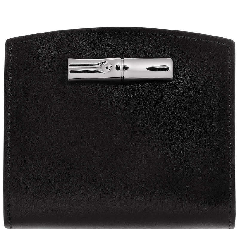 Longchamp Le Roseau Wallet - Leather Wallets Black | DH99-I0FY