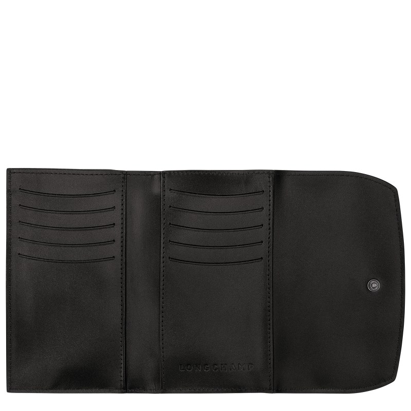 Longchamp Le Roseau Wallet - Leather Wallets Black | ZO40-U2ML