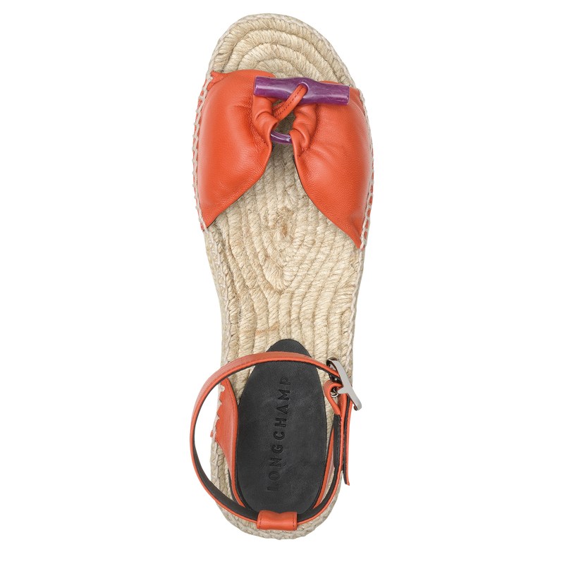 Longchamp Le Roseau Wedge espadrilles - Leather Sandals Sienna | UI47-J5AQ