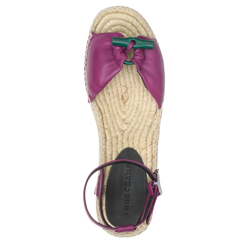 Longchamp Le Roseau Wedge espadrilles - Leather Sandals Violet | PN69-B8WY