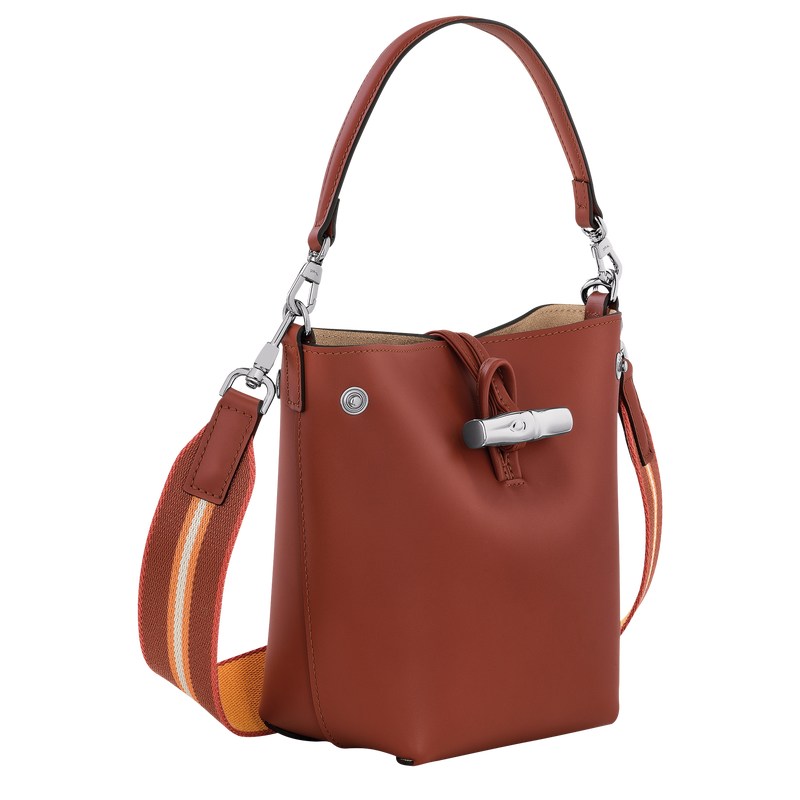 Longchamp Le Roseau XS Bucket bag - Leather Crossbody bags Mahogany | CN11-I7FQ