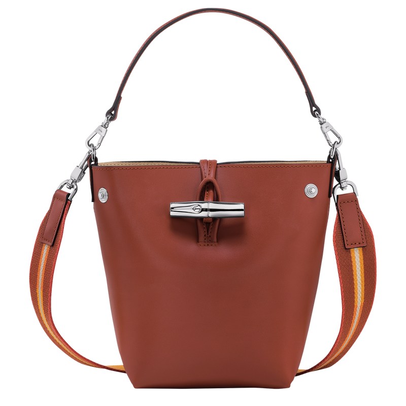 Longchamp Le Roseau XS Bucket bag - Leather Crossbody bags Mahogany | CN11-I7FQ