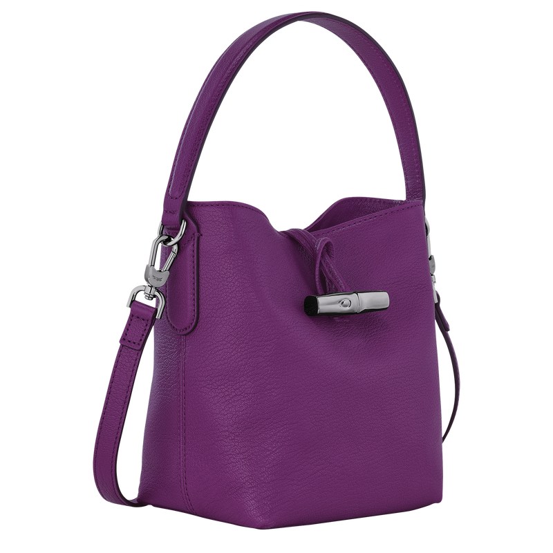 Longchamp Le Roseau XS Bucket bag - Leather Crossbody bags Violet | UG84-X3AK