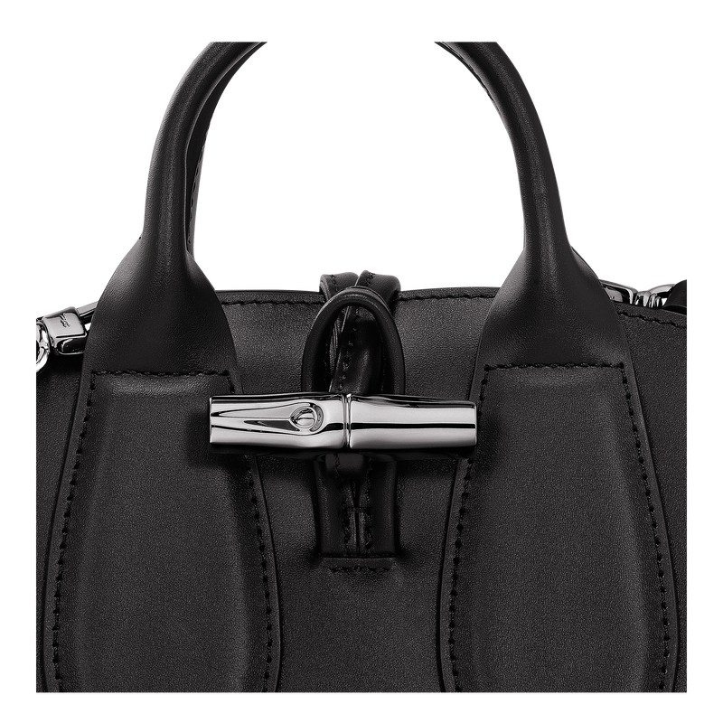 Longchamp Le Roseau XS Handbag - Leather Handbags Black | VA85-L0GJ