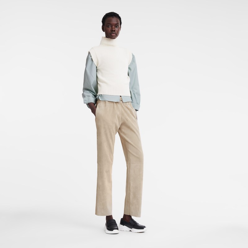 Longchamp Leather straight pants - Leather Trousers & shorts Linen | CL98-S8GV