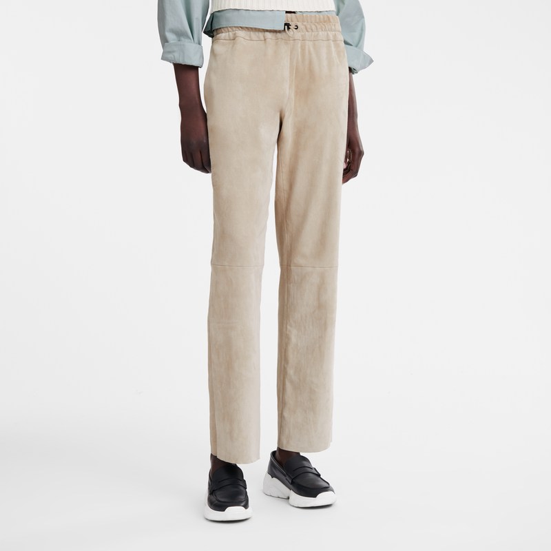 Longchamp Leather straight pants - Leather Trousers & shorts Linen | CL98-S8GV