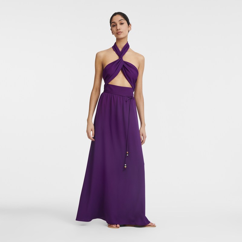 Longchamp Long dress - Crepe Dresses & Skirts Violet | KT61-I7SC