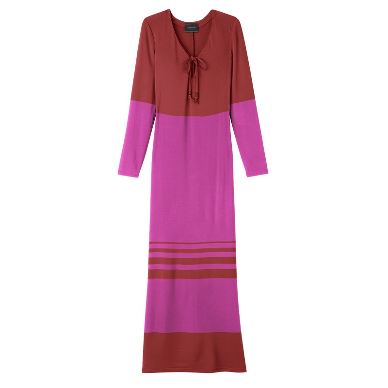 Longchamp Long dress - Jersey Dresses & Skirts Hydrangea/Sienna | LM53-H5ZV