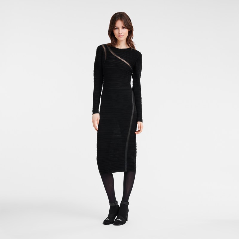 Longchamp Long dress - Knit Dresses & Skirts Black | SB72-P7AB