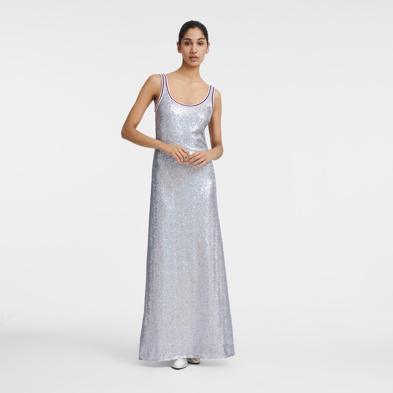 Longchamp Long dress - Sequin Dresses & Skirts Silver | FW36-B0FM