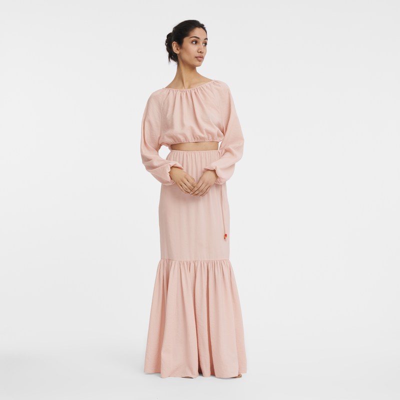 Longchamp Long skirt - Crepe Dresses & Skirts Nude | ZP93-K9YV