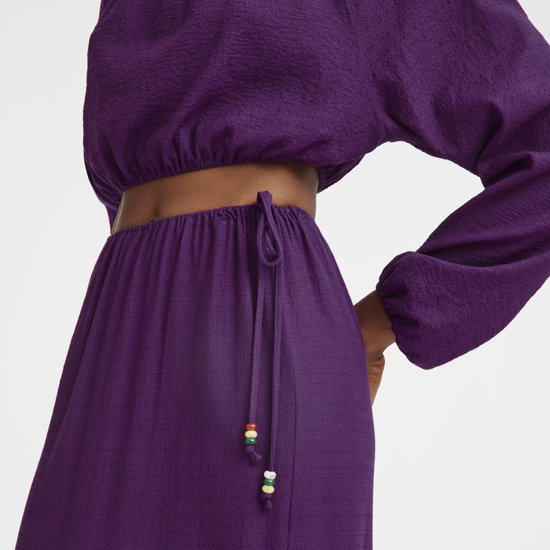 Longchamp Long skirt - Crepe Dresses & Skirts Violet | FQ86-H7AN