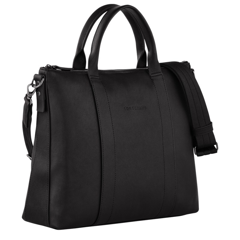 Longchamp Longchamp 3D Briefcase - Leather Briefcase Black | LQ96-J2ZE