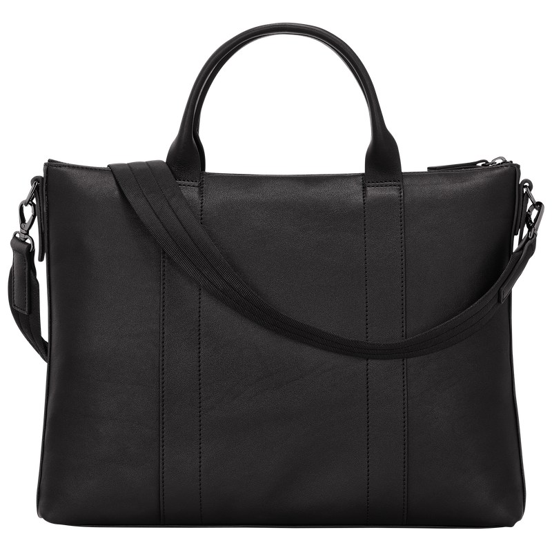 Longchamp Longchamp 3D Briefcase - Leather Briefcase Black | LQ96-J2ZE