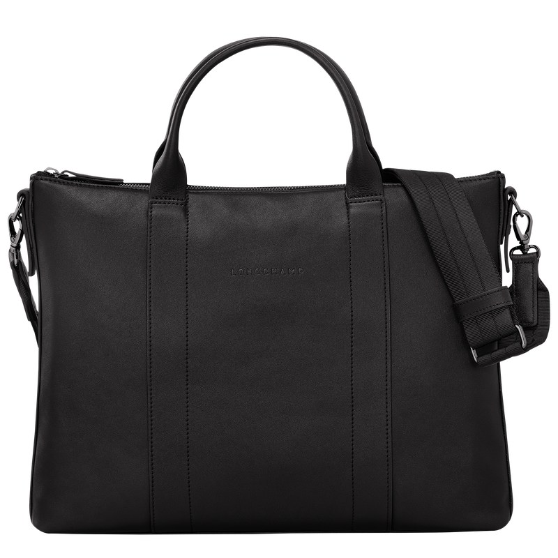 Longchamp Longchamp 3D Briefcase - Leather Briefcase Black | LQ96-J2ZE