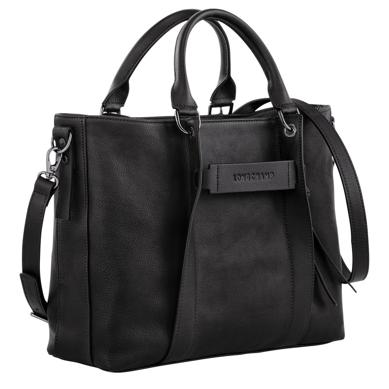 Longchamp Longchamp 3D L Handbag - Leather Handbags Black | AL83-H3JI