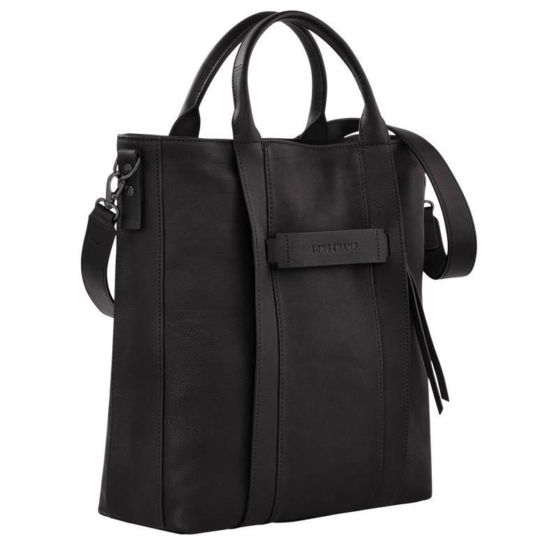 Longchamp Longchamp 3D L Tote bag - Leather Shoulder bags Black | CU45-Q3PG