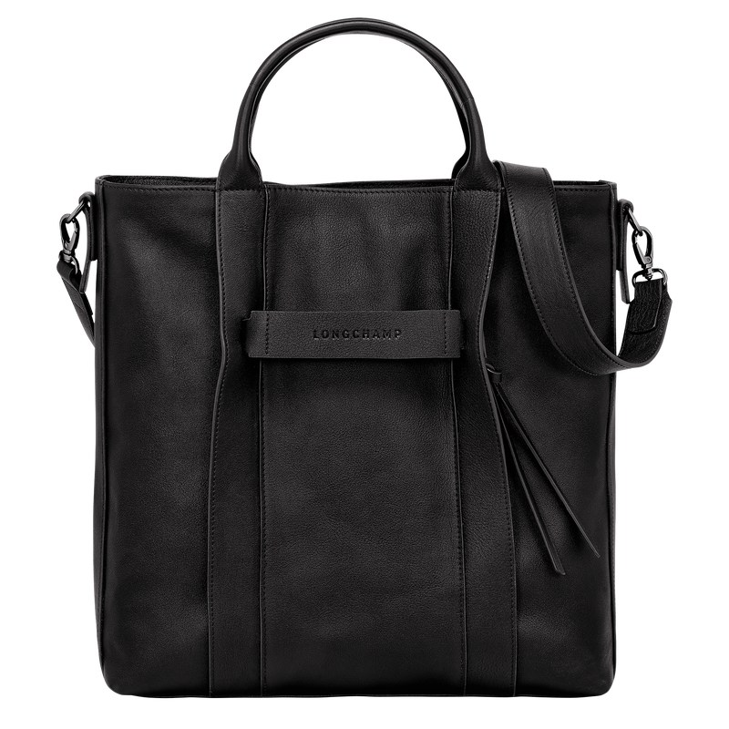 Longchamp Longchamp 3D L Tote bag - Leather Shoulder bags Black | CU45-Q3PG