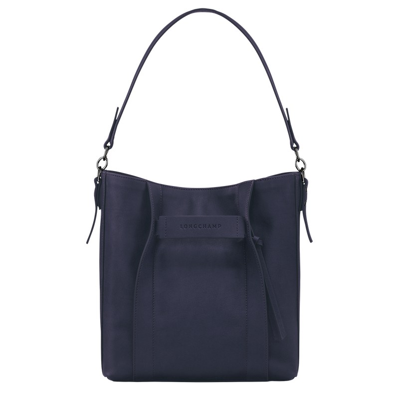 Longchamp Longchamp 3D M Hobo bag - Leather Shoulder bags Bilberry | OE78-W5ZY