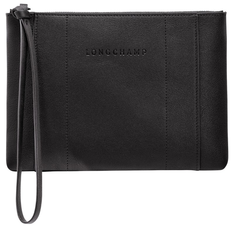 Longchamp Longchamp 3D Pouch - Leather Pouches & Cases Black | IY46-P7QO