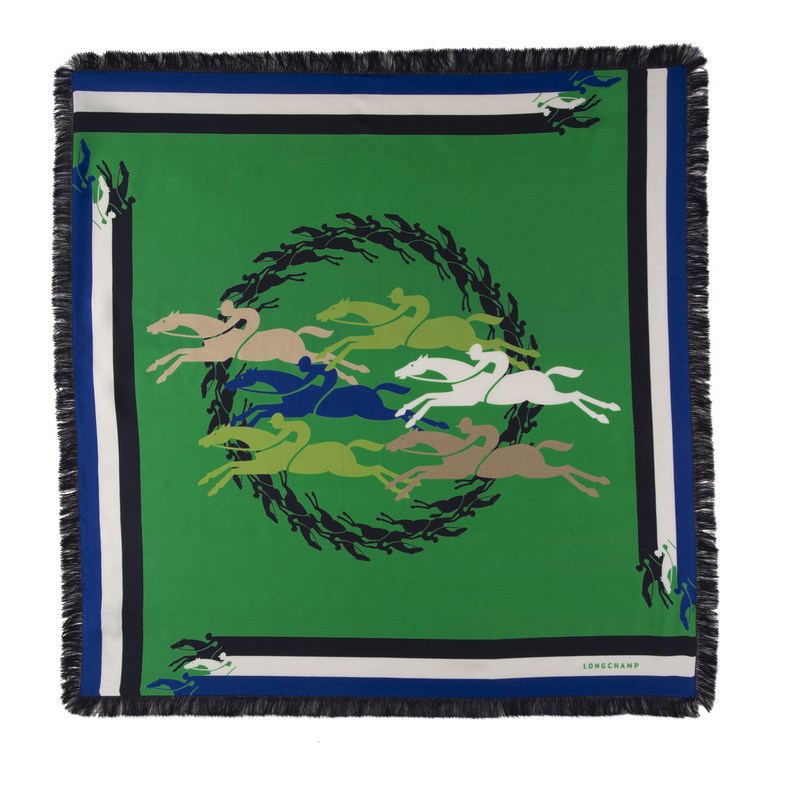 Longchamp Longchamp Jumping Silk scarf 70 - OTHER Silk Scarves Green | VF51-T2IN