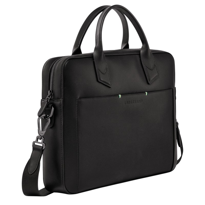 Longchamp Longchamp sur Seine Briefcase - Leather Briefcase Black | OV49-Z3PJ