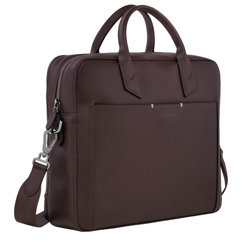 Longchamp Longchamp sur Seine M Briefcase - Leather Briefcase Mocha | KK53-R6LO