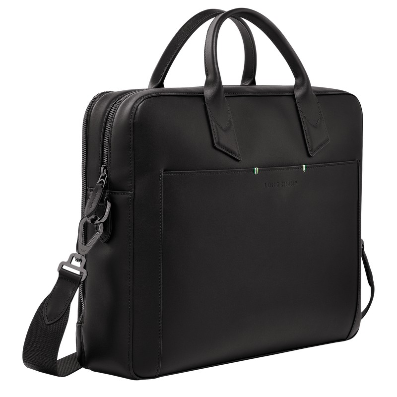 Longchamp Longchamp sur Seine M Briefcase - Leather Briefcase Black | CZ65-I7MI