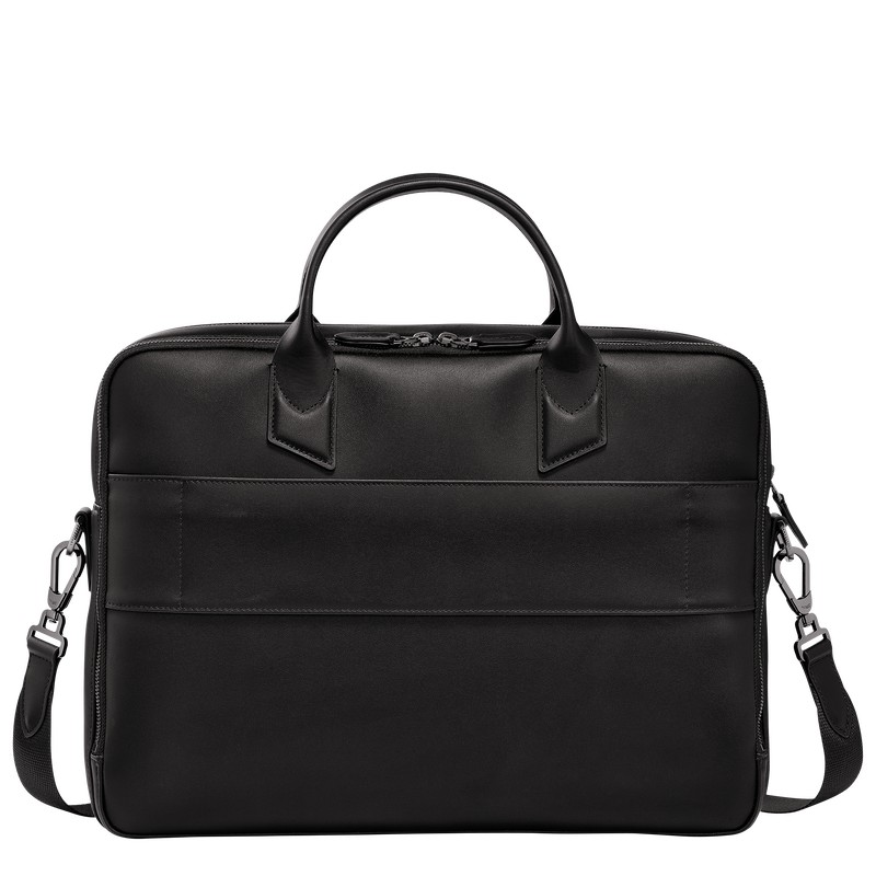 Longchamp Longchamp sur Seine M Briefcase - Leather Briefcase Black | CZ65-I7MI