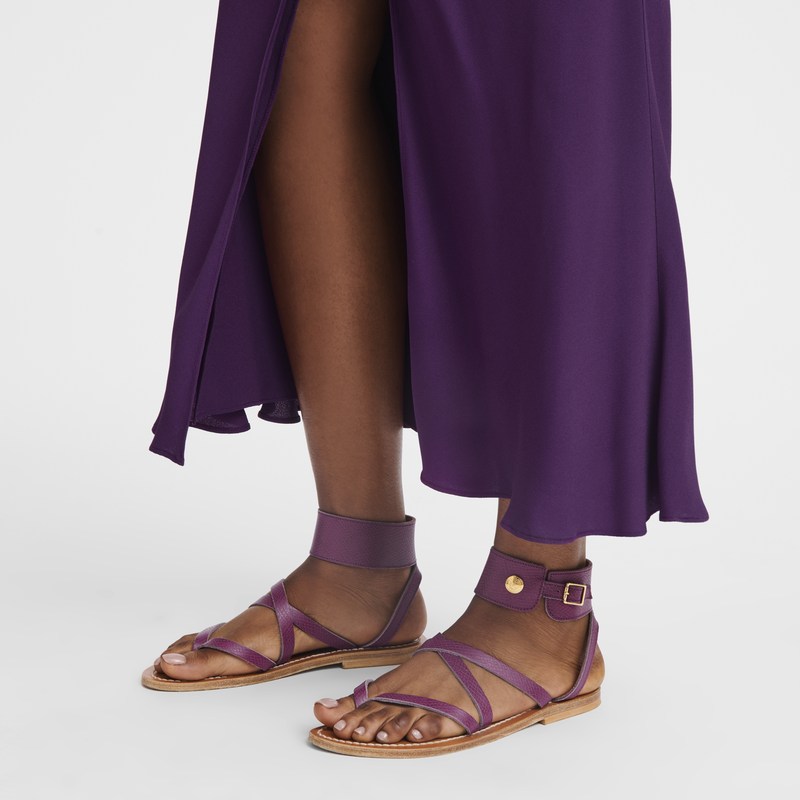 Longchamp Longchamp x K.Jacques Sandals - Leather Sandals Violet | OV64-E2ZB