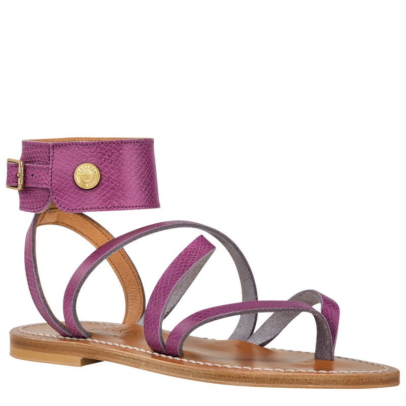 Longchamp Longchamp x K.Jacques Sandals - Leather Sandals Violet | OV64-E2ZB