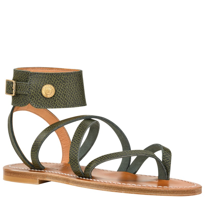 Longchamp Longchamp x K.Jacques Sandals - Leather Sandals Forest | GL72-D0XG