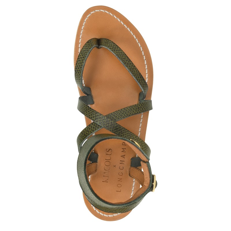 Longchamp Longchamp x K.Jacques Sandals - Leather Sandals Forest | GL72-D0XG