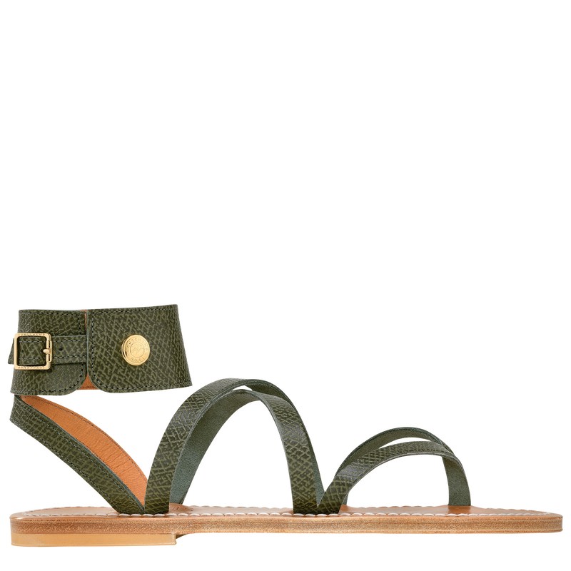 Longchamp Longchamp x K.Jacques Sandals - Leather Sandals Forest | GL72-D0XG