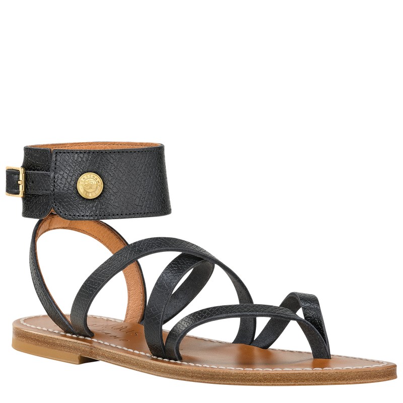 Longchamp Longchamp x K.Jacques Sandals - Leather Sandals Black | CP50-H0SG