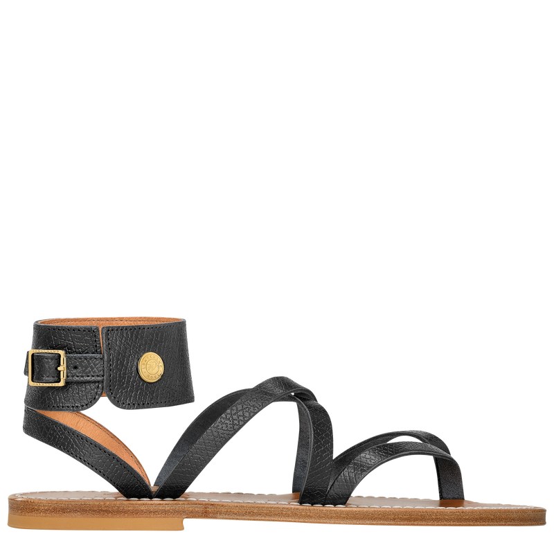 Longchamp Longchamp x K.Jacques Sandals - Leather Sandals Black | CP50-H0SG