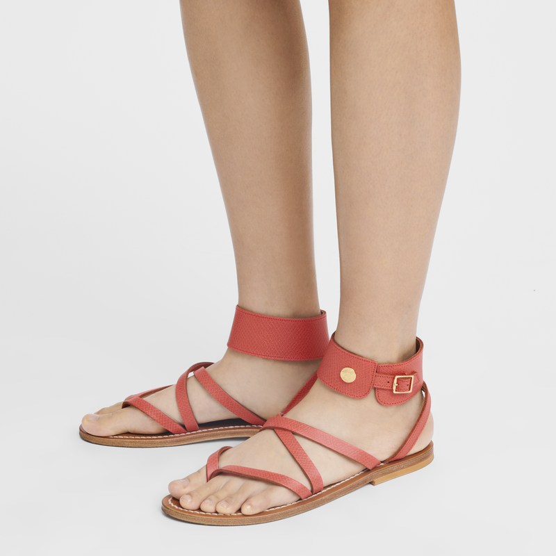 Longchamp Longchamp x K.Jacques Sandals - Leather Sandals Strawberry | EM02-B4YT