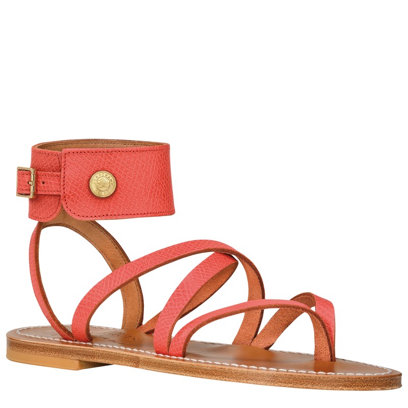 Longchamp Longchamp x K.Jacques Sandals - Leather Sandals Strawberry | EM02-B4YT