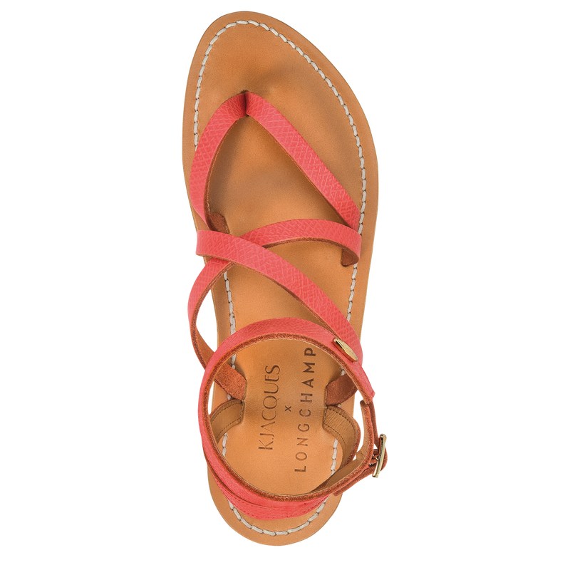 Longchamp Longchamp x K.Jacques Sandals - Leather Sandals Strawberry | EM02-B4YT