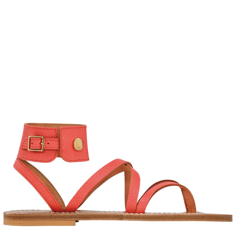 Longchamp Longchamp x K.Jacques Sandals - Leather Sandals Strawberry | EM02-B4YT