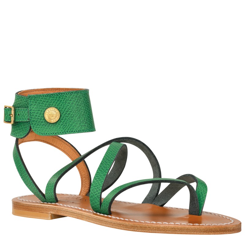 Longchamp Longchamp x K.Jacques Sandals - Leather Sandals Green | RU80-Z6DL