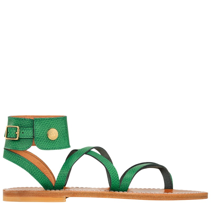 Longchamp Longchamp x K.Jacques Sandals - Leather Sandals Green | RU80-Z6DL